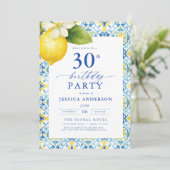 Elegant Mediterranean Lemon Floral 30th Birthday Kaart (Staand voorkant)