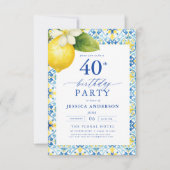 Elegant Mediterranean Lemon Floral 40th Birthday Kaart (Voorkant)