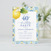 Elegant Mediterranean Lemon Floral 40th Birthday Kaart (Staand voorkant)
