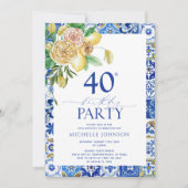 Elegant Mediterranean Lemon Floral 40th Birthday Kaart (Voorkant)