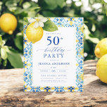 Elegant Mediterranean Lemon Floral 50th Birthday<br><div class="desc">Vier in stijl met een elegante mediterrane citroenbloem verjaardagsuitnodiging. Met levendige gele citroenen en weelderig groen gebladerte, roept dit ontwerp de charme van de Middellandse Zee op, perfect voor een zonnig en verfijnd evenement. De ingewikkelde bloemaccenten voegen een frisse, uitnodigende toets toe, terwijl elegante typografie een gevoel van verfijning brengt....</div>