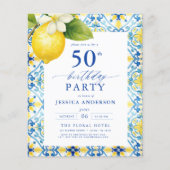 Elegant Mediterranean Lemon Floral 50th Birthday Flyer (Voorkant)