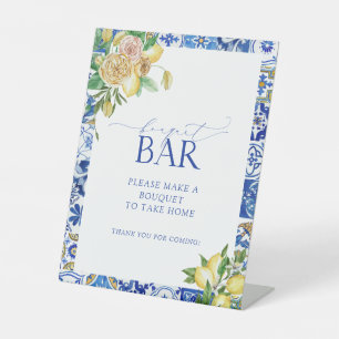 Elegant Mediterranean Lemon Floral Bouquet Bar Reclamebord Met Voetstuk