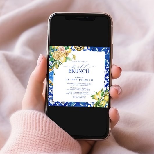 Elegant Mediterranean Lemon Floral Bridal Brunch Kaart
