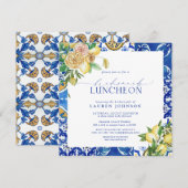 Elegant Mediterranean Lemon Floral Bridal Luncheon Kaart (Voorkant / Achterkant)