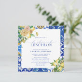 Elegant Mediterranean Lemon Floral Bridal Luncheon Kaart (Staand voorkant)