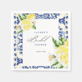 Elegant Mediterranean Lemon Floral Bridal Shower Servet