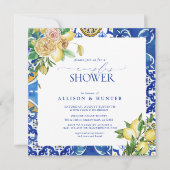 Elegant Mediterranean Lemon Floral Couples Shower Kaart (Voorkant)