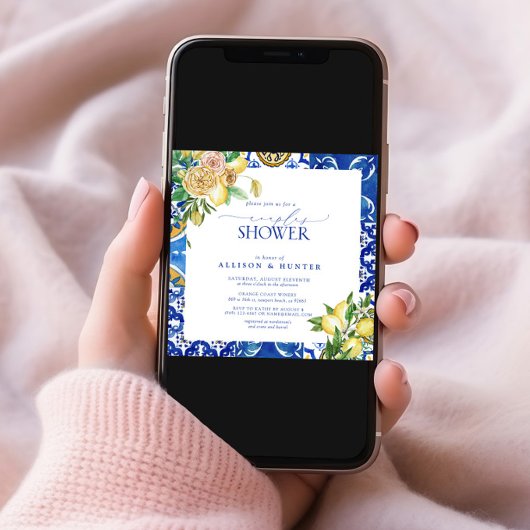 Elegant Mediterranean Lemon Floral Couples Shower Kaart