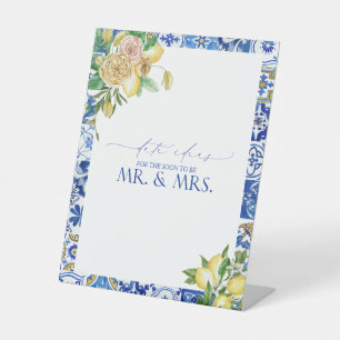 Elegant Mediterranean Lemon Floral Date Idees Reclamebord Met Voetstuk