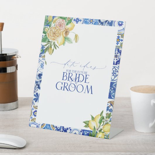 Elegant Mediterranean Lemon Floral Date Idees Reclamebord Met Voetstuk (Insitu)