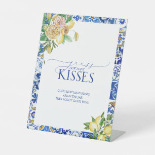 Elegant Mediterranean Lemon Floral Hoeveel Kisses Reclamebord Met Voetstuk