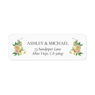 Elegant Mediterranean Lemon Floral Return Address Etiket