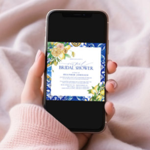 Elegant Mediterranean Lemon Floral Virtual Shower Kaart