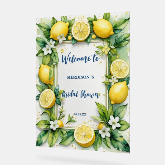Elegant Mediterranean Lemon Floral Vrijgezellenfee Acryl Bord (Hoek)