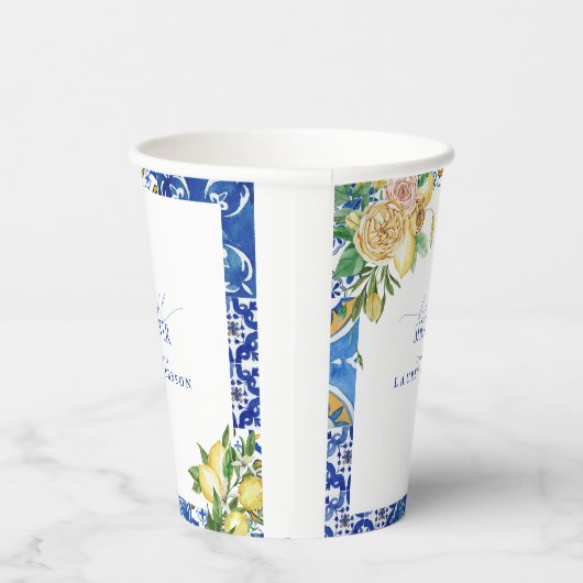 Elegant Mediterranean Lemon Floral Vrijgezellenfee Papieren Bekers (Rechts)