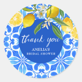 Elegant Mediterranean Lemon Floral Vrijgezellenfee Ronde Sticker