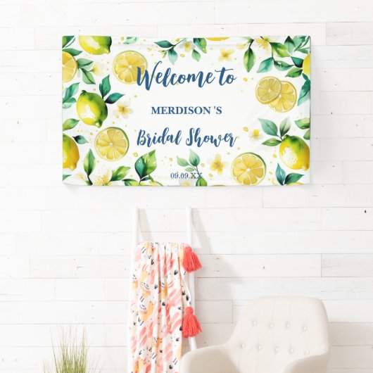 Elegant Mediterranean Lemon Floral Vrijgezellenfee Spandoek (Insitu)