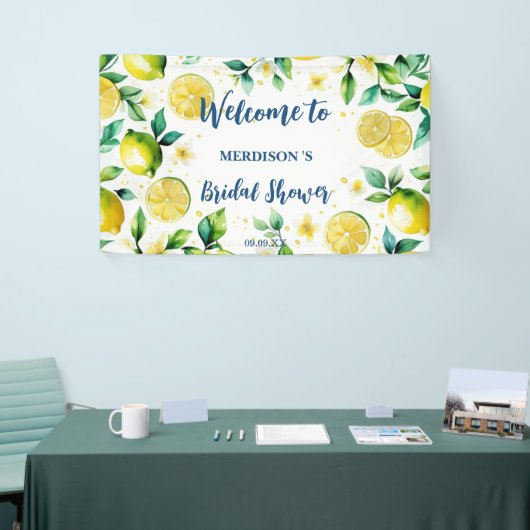 Elegant Mediterranean Lemon Floral Vrijgezellenfee Spandoek (Beurs)