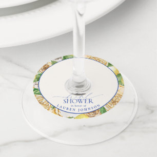 Elegant Mediterranean Lemon Floral Vrijgezellenfee Wijnglaslabel