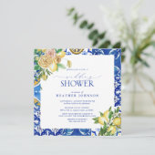 Elegant Mediterranean Lemon Floral Wedding Shower Kaart (Staand voorkant)