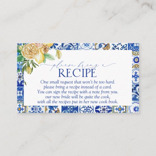 Elegant Mediterranean Lemon, gelieve een ontvanger Informatiekaartje (Voorkant)