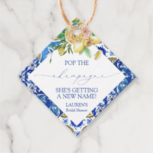 Elegant Mediterranean Lemon Mini Champagne Bottle Bedankjes Labels