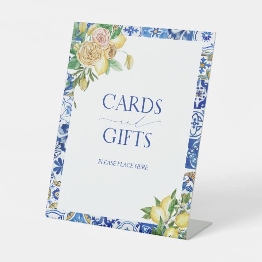 Elegant Mediterranean Lemon Vrijgezellenfeest Gift Reclamebord Met Voetstuk (Voorkant)