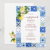 Elegant Mediterranean Lemons Verloving Kaart (Voorkant / Achterkant)