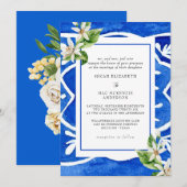 Elegant Mediterranean Waterverf Tile Bride Parent Kaart (Voorkant / Achterkant)