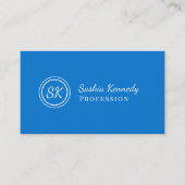 Elegant medium blauw Script Professional Monogram Visitekaartje (Voorkant)