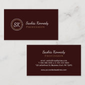 Elegant medium Chocolate Brown Professional Monogr Visitekaartje (Voorkant / Achterkant)