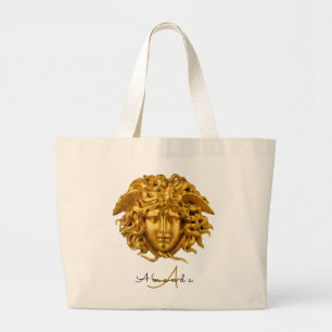 Elegant Medusa Script Haute Couture Chic Zwart Grote Tote Bag