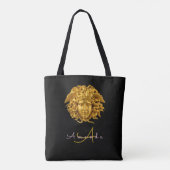 Elegant Medusa Script Haute Couture Chic Zwart Tote Bag (Achterkant)