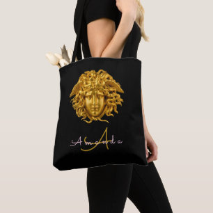 Elegant Medusa Script Haute Couture Chic Zwart Tote Bag