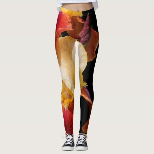 Elegant meerkleurig gekookt Iris Germanica Leggings (Voorkant)