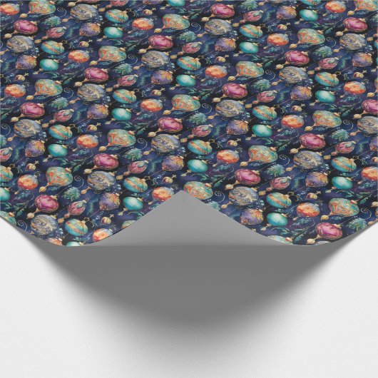 Elegant meerkleurig kerstboom Ornament Cadeaupapier (Hoek)