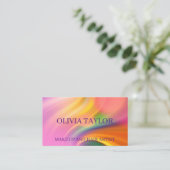 Elegant meerkleurig roze acrylverf visitekaartje (Staand voorkant)