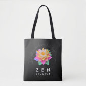 Elegant meerkleurige Lotus Flower op zwart Tote Bag (Voorkant)