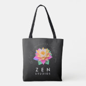 Elegant meerkleurige Lotus Flower op zwart Tote Bag (Achterkant)
