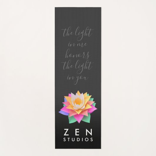 Elegant meerkleurige Lotus Flower op zwart Yogamat (Voorkant)