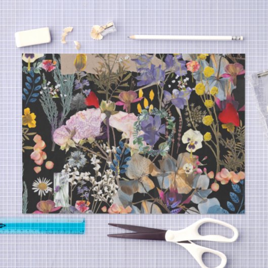 Elegant meerkleurige wildbloem Collage Tissuepapier (Craft)