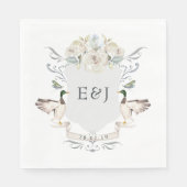 Elegant Meertrouw Monogram met Mallard Kuif Servet (Voorkant)