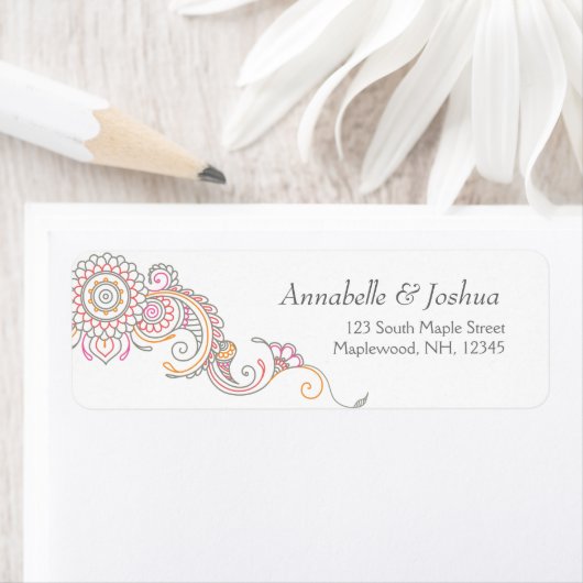 Elegant Mehndi design retour adreslabels Etiket (Insitu)