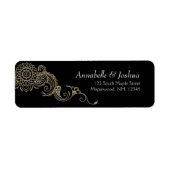 Elegant Mehndi design retouradres labels-goud Etiket (Voorkant)