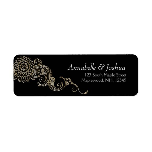 Elegant Mehndi design retouradres labels-goud Etiket (Voorkant)