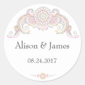Elegant Mehndi design ronde stickers (Voorkant)