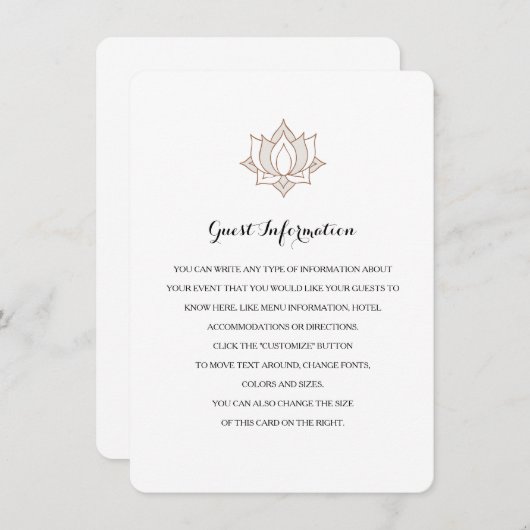 Elegant Mehndi Insert-kaarten Informatiekaartje (Voorkant / Achterkant)