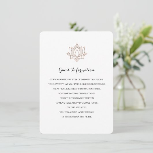 Elegant Mehndi Insert-kaarten Informatiekaartje (Staand voorkant)