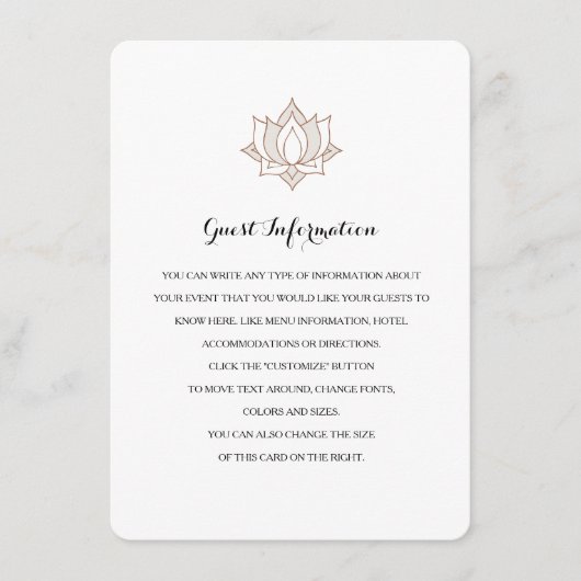 Elegant Mehndi Insert-kaarten Informatiekaartje (Voorkant)